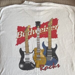 Budweiser White Short Sleeve  T-Shirt, with Red and Black Logo,XL